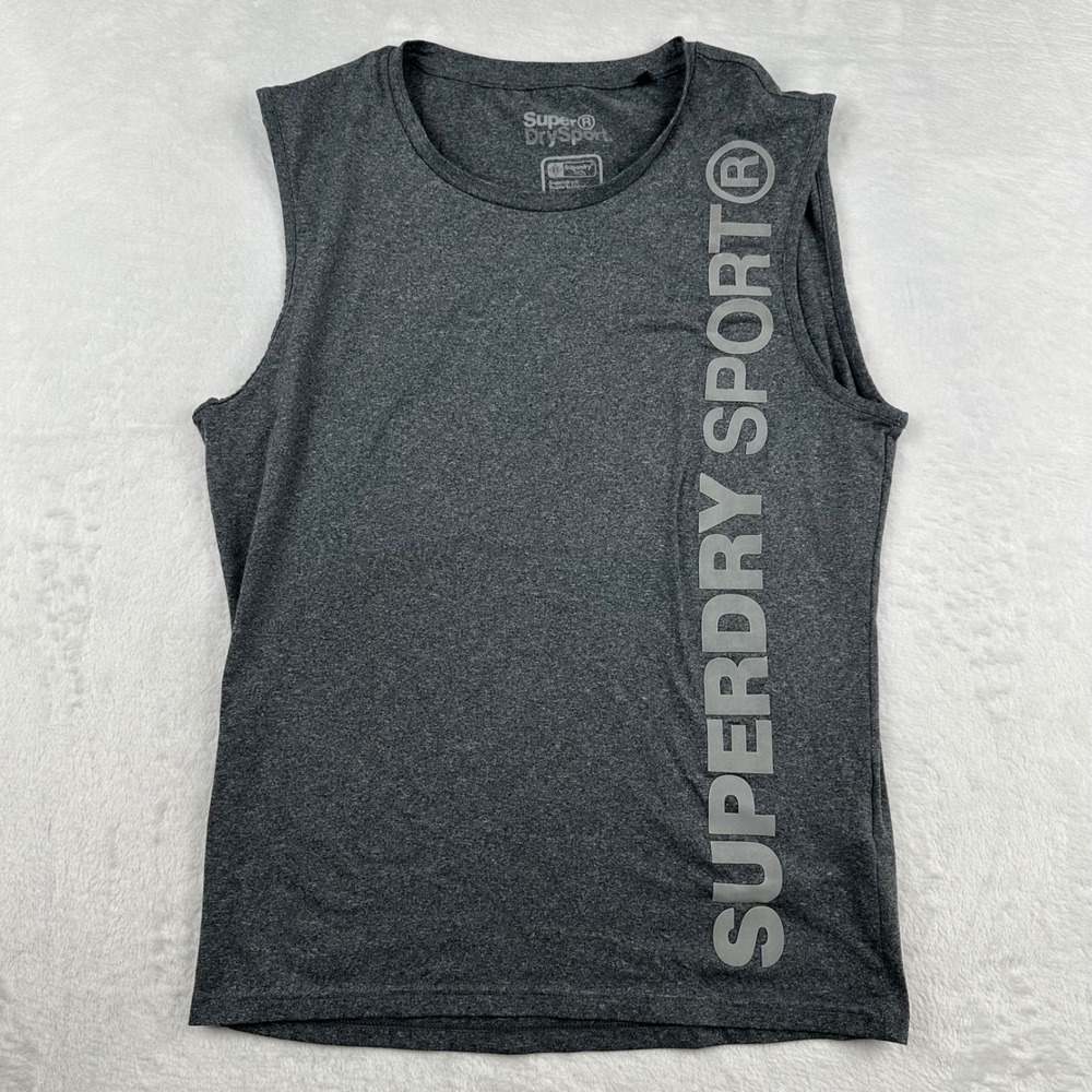 Superdry Sport Mens Tech Sleeveless Training Tank Top Charcoal Grey M60003PM XL